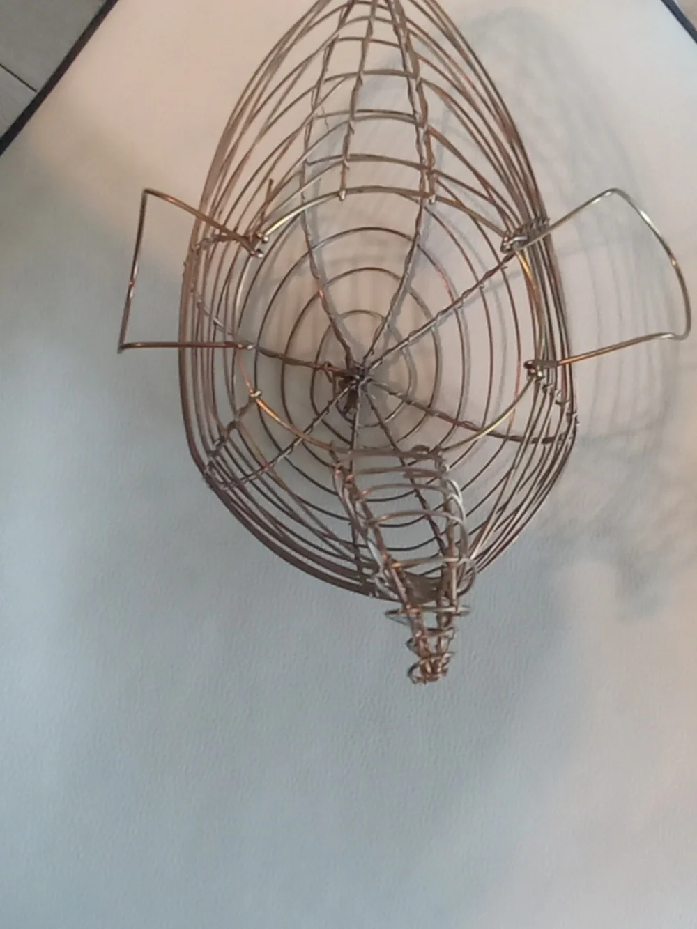 Vintage Copper-Toned Wire Chicken Basket